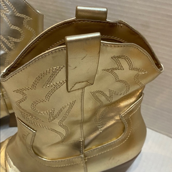 GOLD BLAZING Soda Cowboy Western Stitched Ankle Boots Pointy Toe Booties Size 8 - Picture 16 of 17